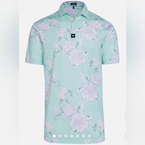 Bad Birdie Men’s Floral Print Golf Polo Shirt